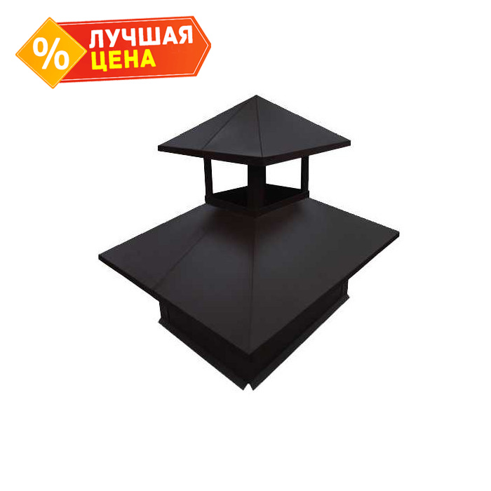 Дымник на трубу двойной 520х390мм 0,45 Drap с пленкой RAL 7024 мокрый асфальт